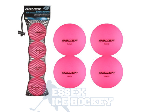Bauer No Bounce Hockey Ball - Cool Pink (4-Pack)