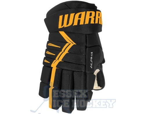Warrior Alpha DX4 Senior Black & Gold Ice Hockey Gloves
